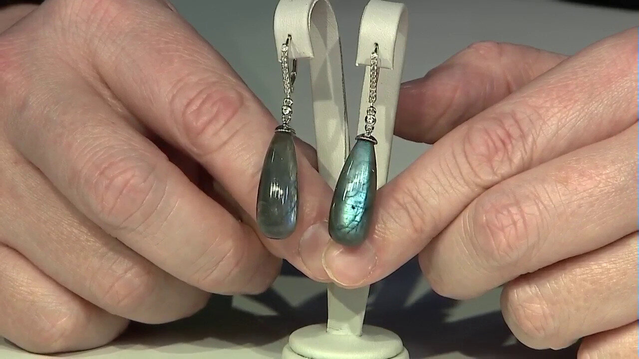 Video Boucles d'oreilles en argent et Labradorite (MONOSONO COLLECTION)