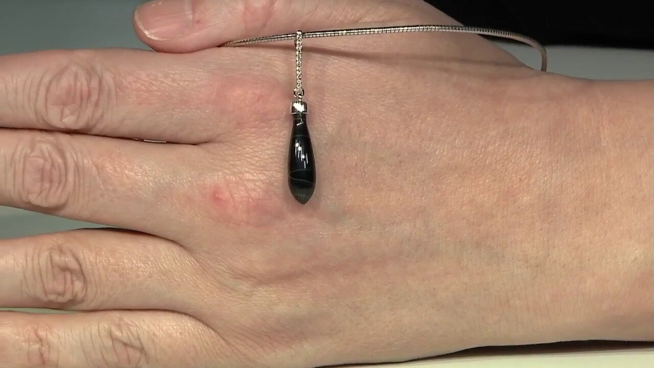 Video Black Agate Silver Pendant (MONOSONO COLLECTION)