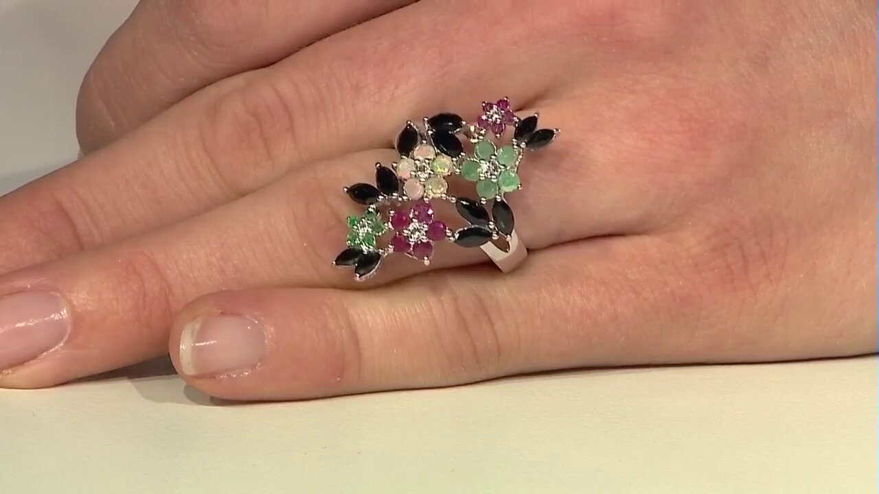 Video Black Spinel Silver Ring