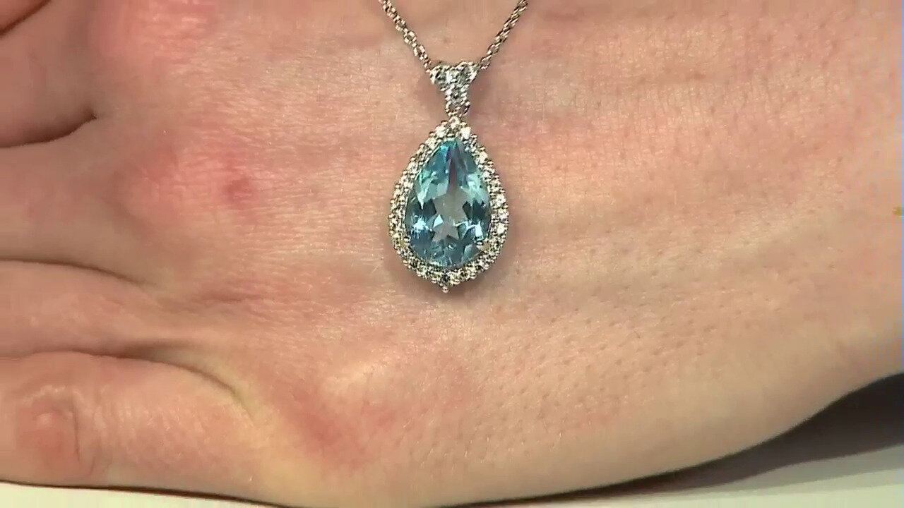 Video Sky Blue Topaz Silver Necklace