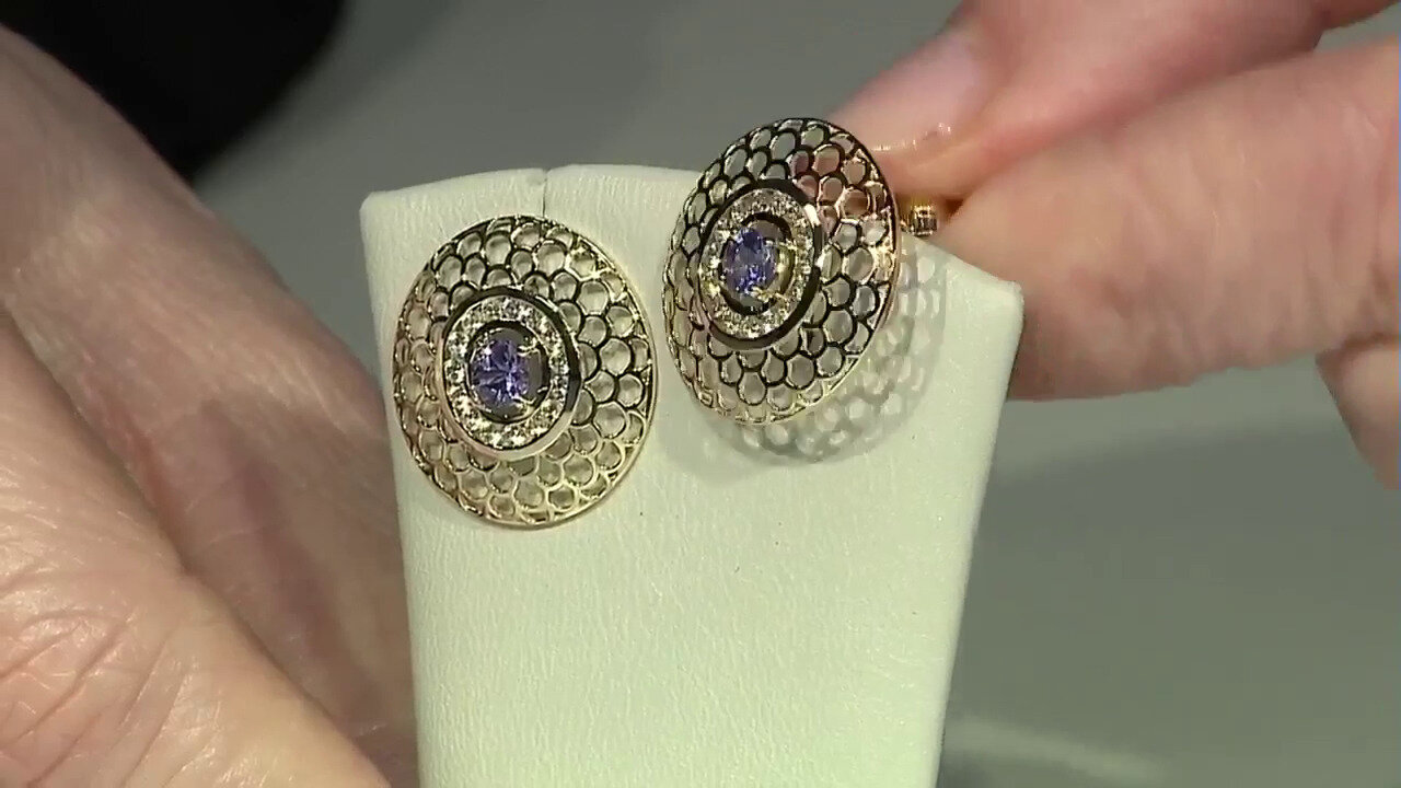 Video 9K AAA Tanzanite Gold Earrings (Ornaments by de Melo)