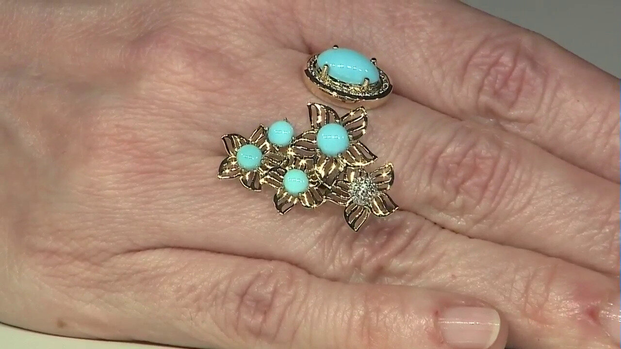 Video 9K Sleeping Beauty Turquoise Gold Ring (Ornaments by de Melo)