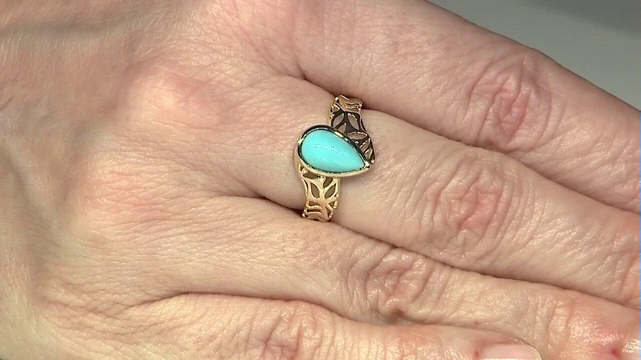 Video 9K Sleeping Beauty Turquoise Gold Ring (Ornaments by de Melo)