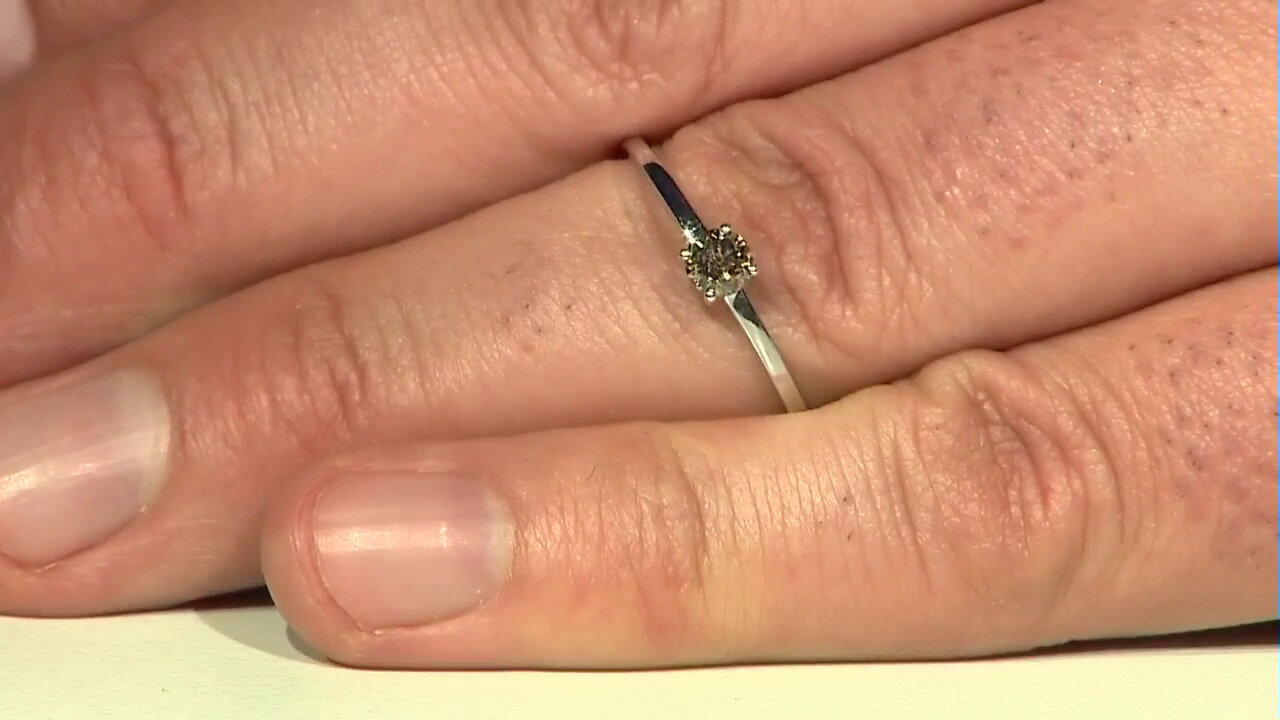 Video I2 Champagne Diamond Platinum Ring