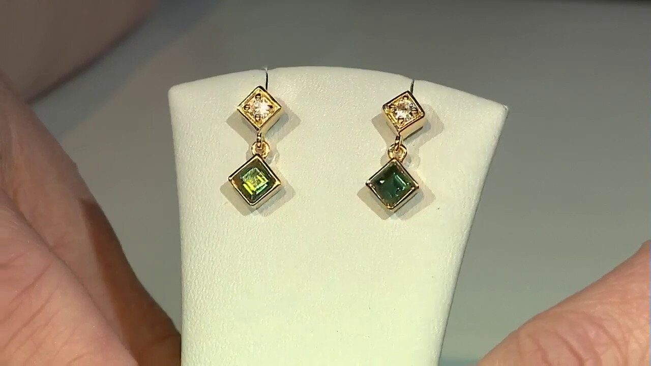 Video Indicolite Silver Earrings (Adela Silber)