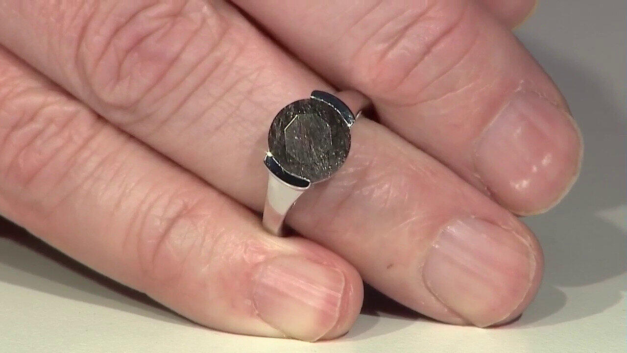 Video Black Rutile Quartz Silver Ring