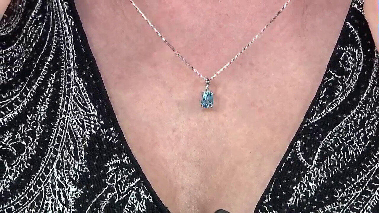 Video Swiss Blue Topaz Silver Pendant