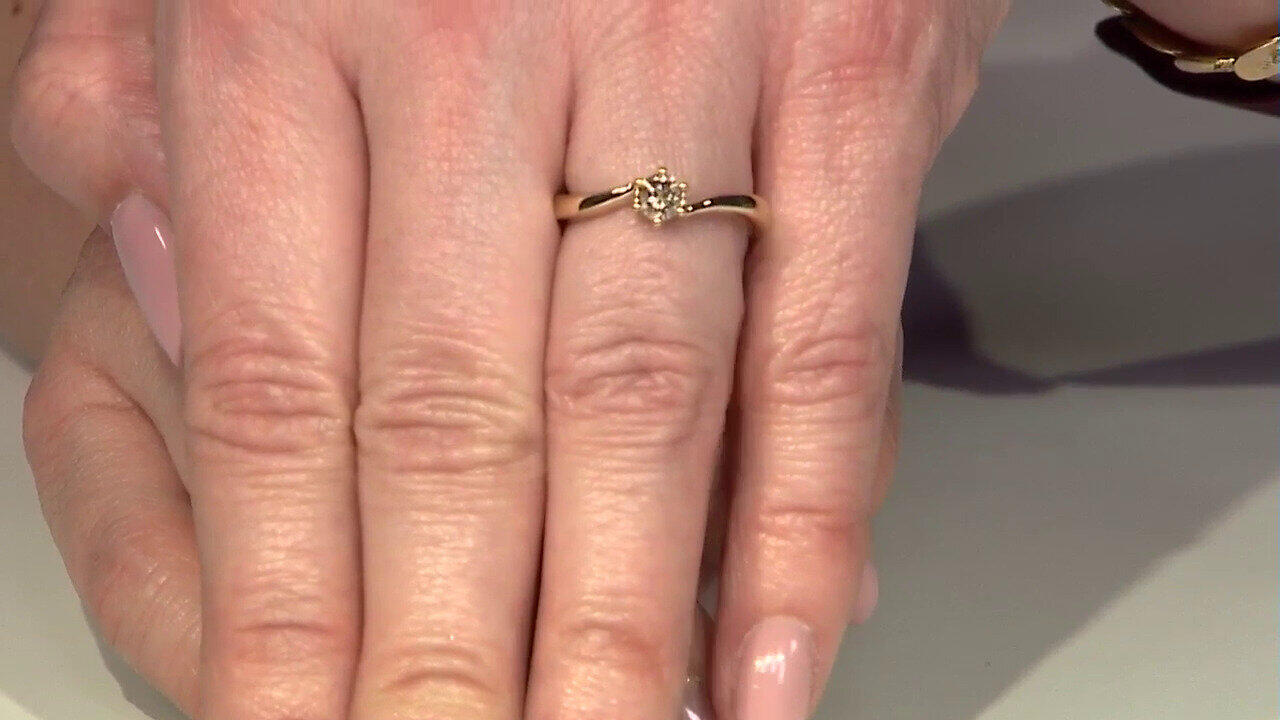 Video 9K I2 Brown Diamond Gold Ring