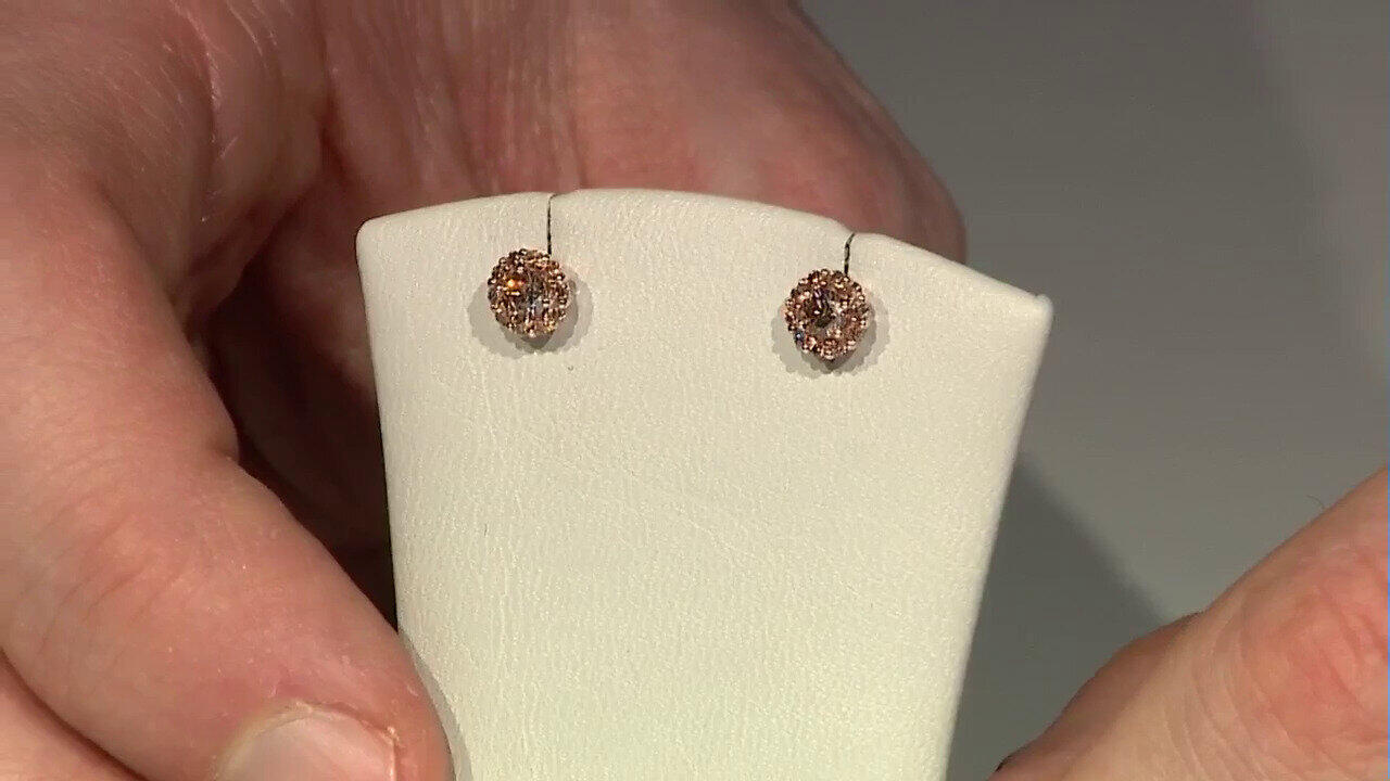 Video Pendientes en oro con Diamante rosa de Francia de Argyle SI1 (Annette)