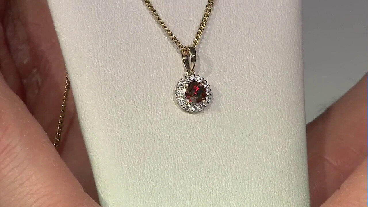 Video 9K I2 Red Diamond Gold Pendant