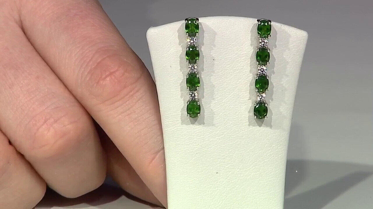 Video Russian Diopside Silver Earrings