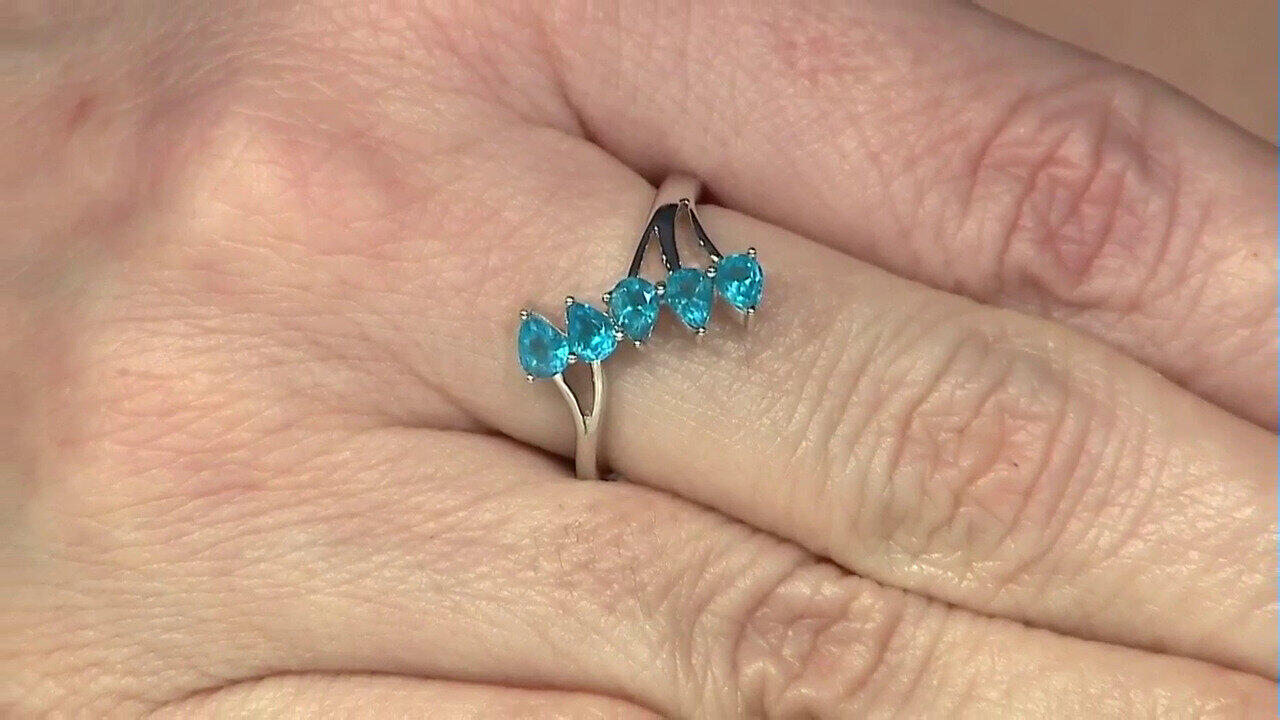 Video Neon Blue Apatite Silver Ring