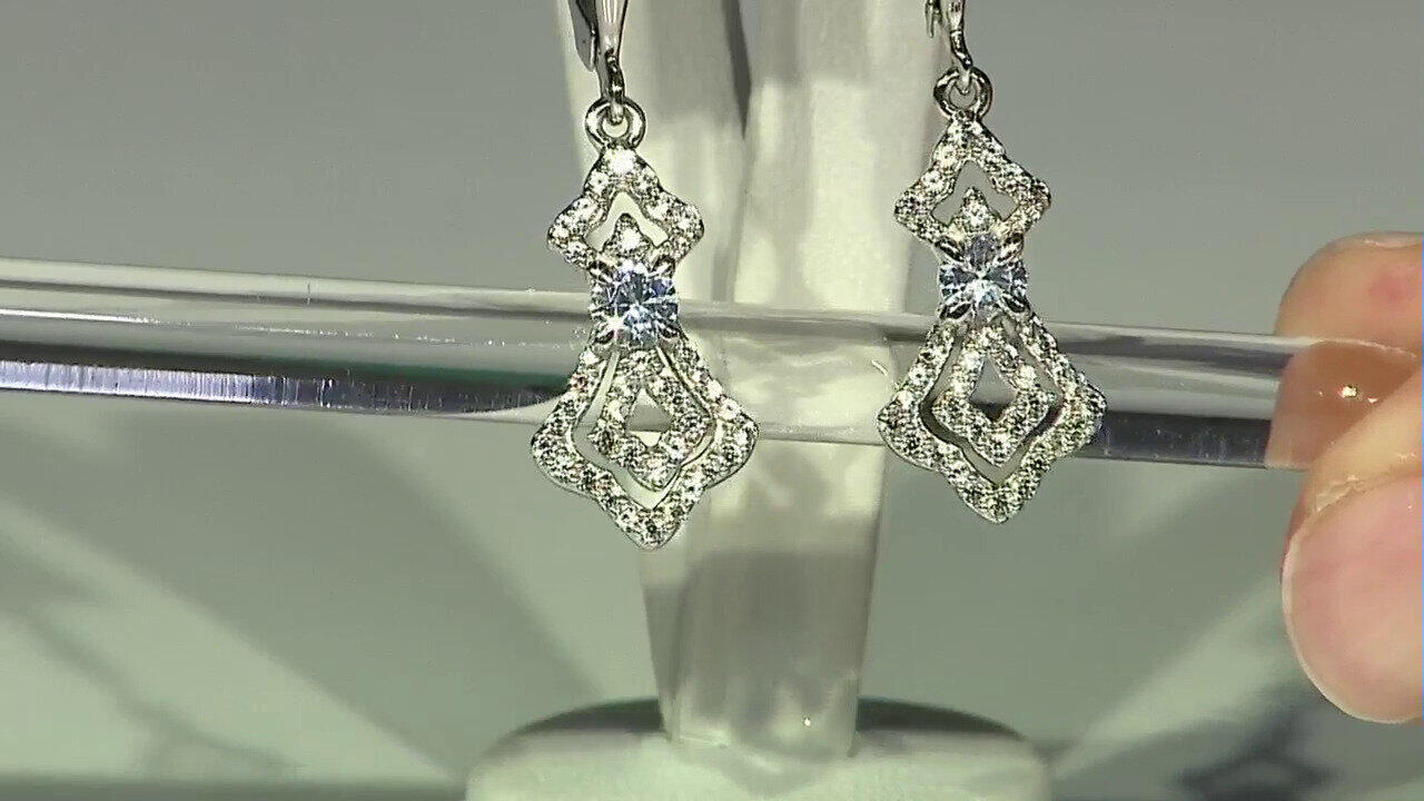 Video White Sapphire Silver Earrings