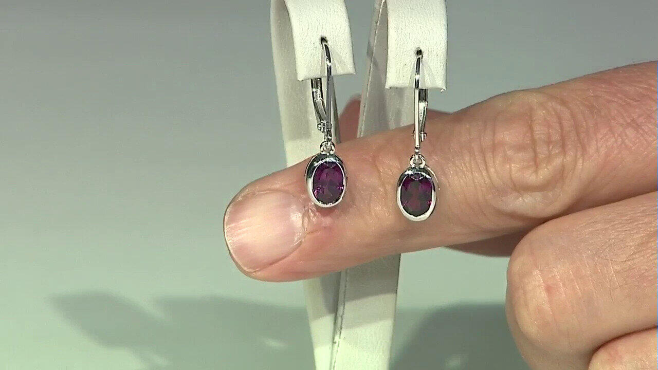 Video Magenta Garnet Silver Earrings