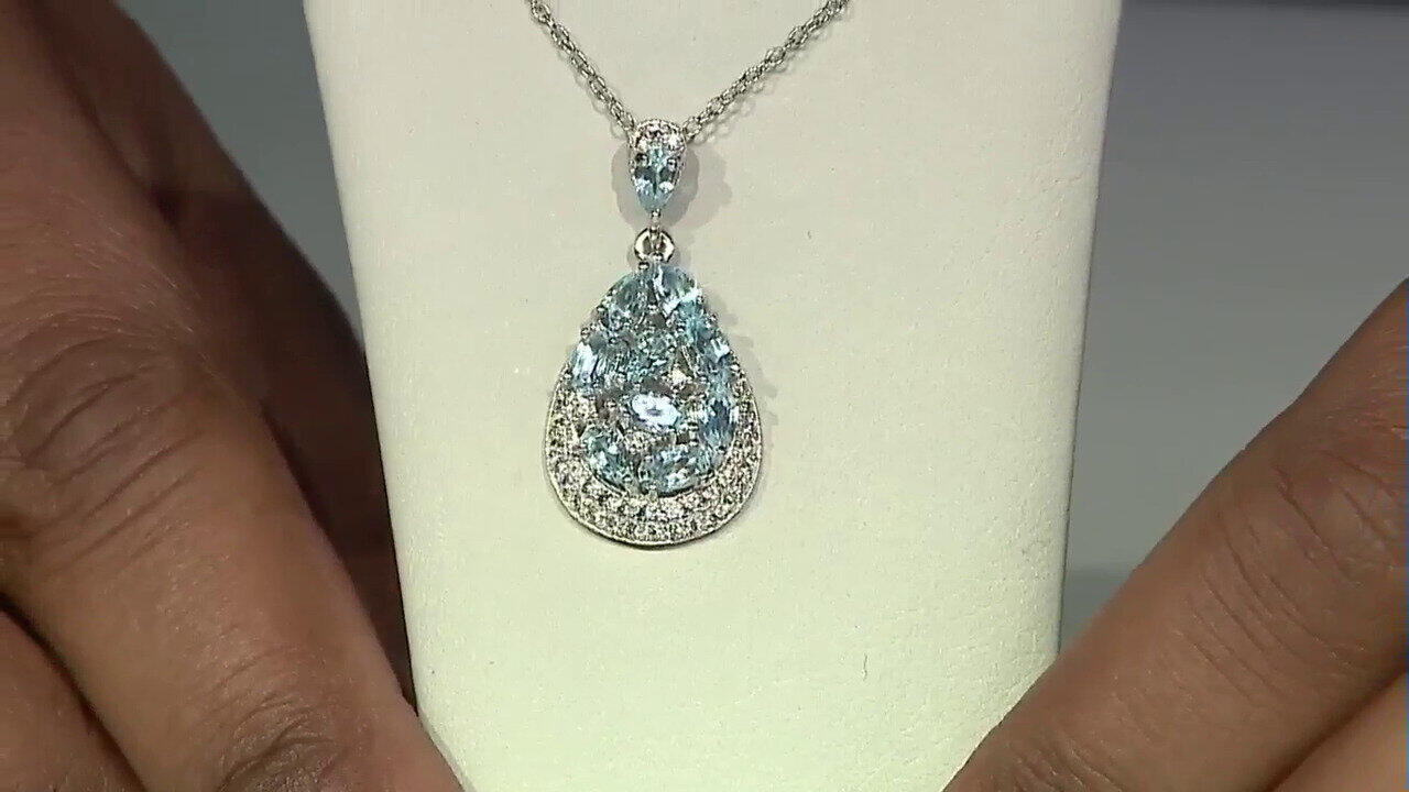 Video Sky Blue Topaz Silver Necklace