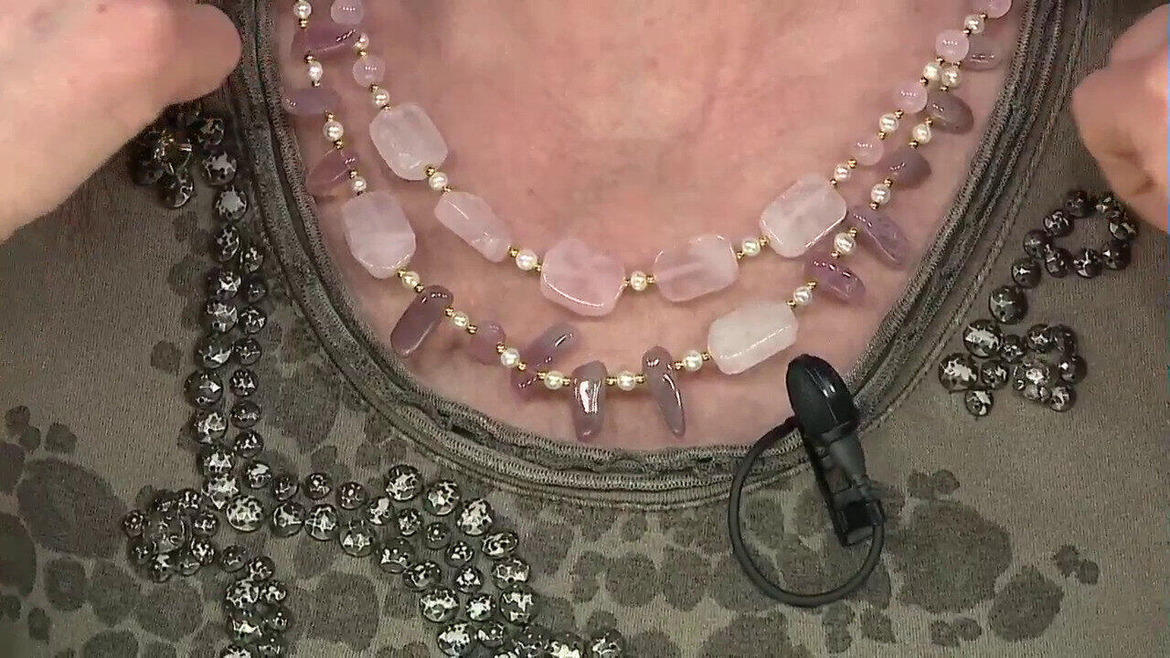 Video Rose Quartz Silver Necklace (Riya)