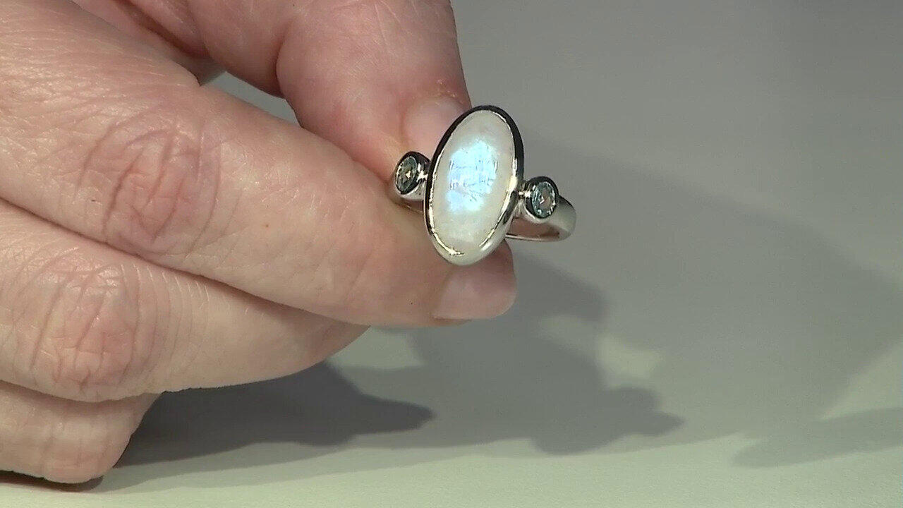 Video Blue Moonstone Silver Ring (KM by Juwelo)