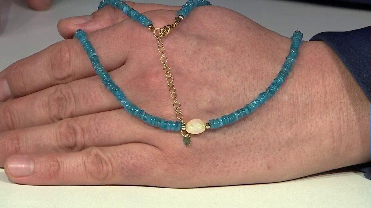 Video Neon Blue Apatite Silver Necklace (Riya)