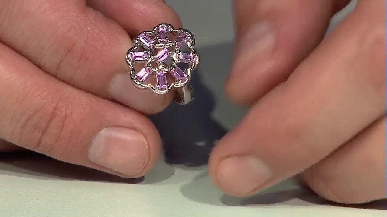 Video Anello in argento con Zaffiro Ceylon Rosa