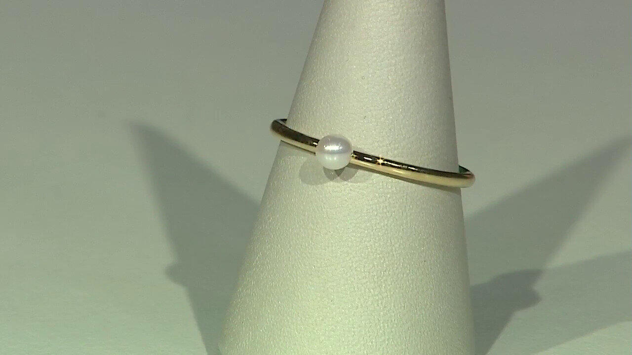 Video White Freshwater Pearl Silver Ring