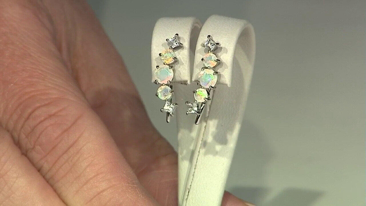 Video Welo Opal Silver Earrings