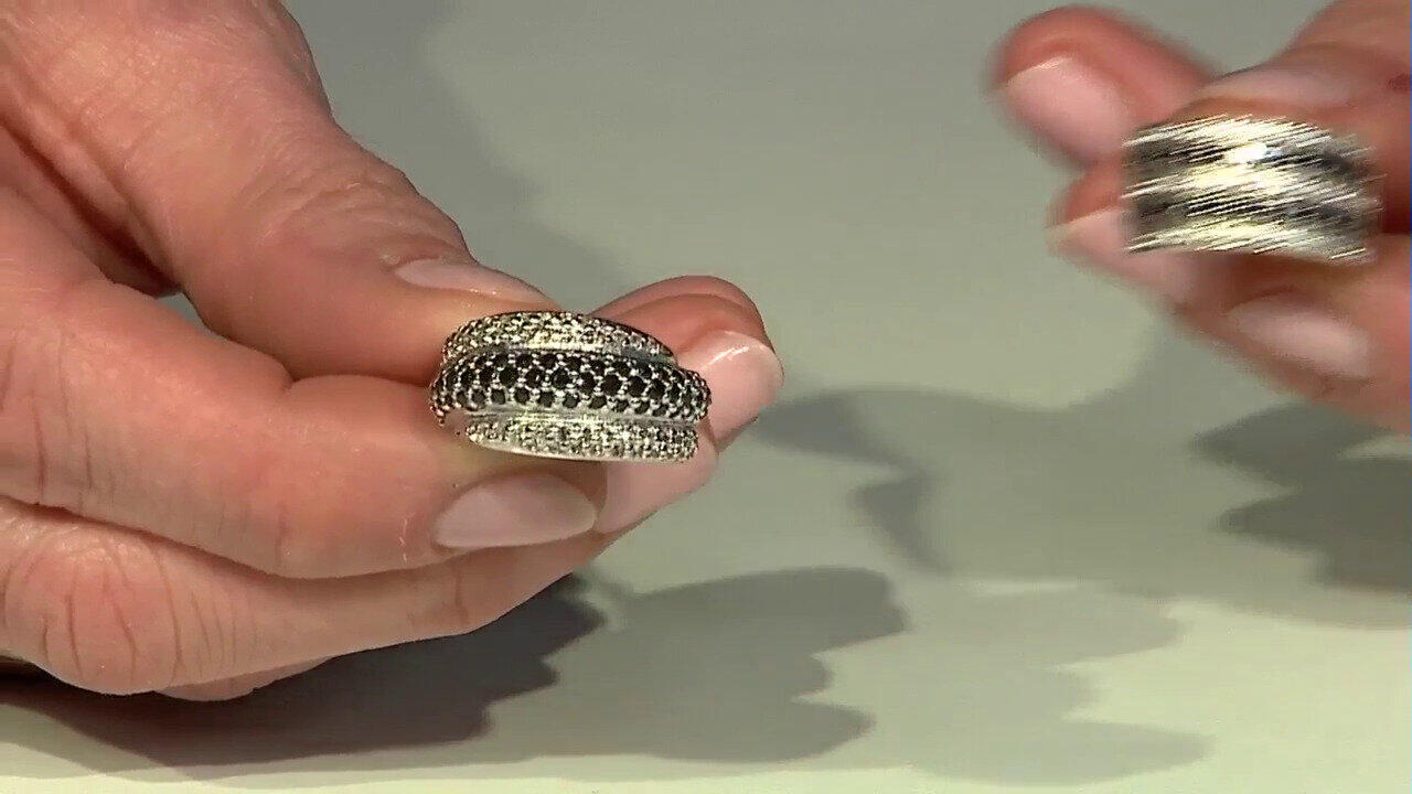 Video Zilveren ring met zwarte spinelstenen