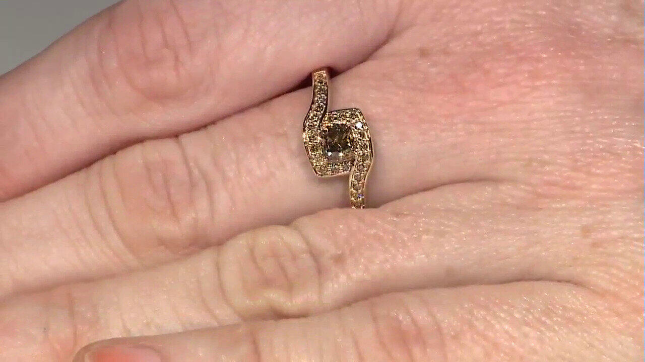 Video 14K VS1 Argyle Rose De France Diamond Gold Ring (Annette)