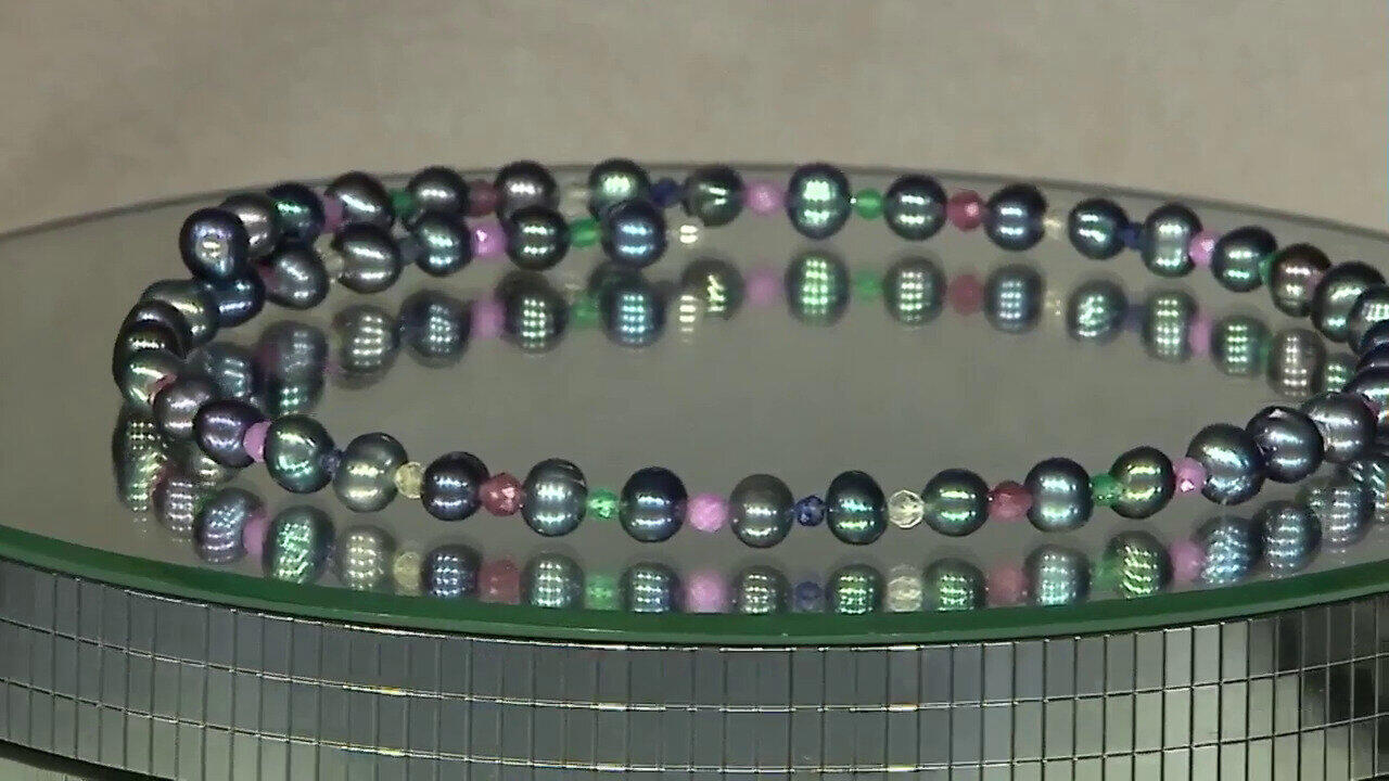 Video Black Freshwater Pearl Steel Choker (Riya)