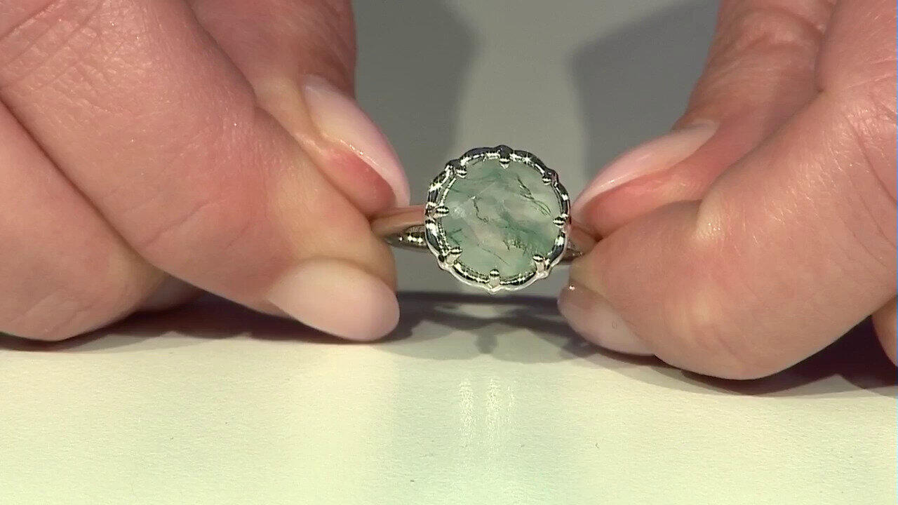 Video Anillo en plata con Ágata de musgo