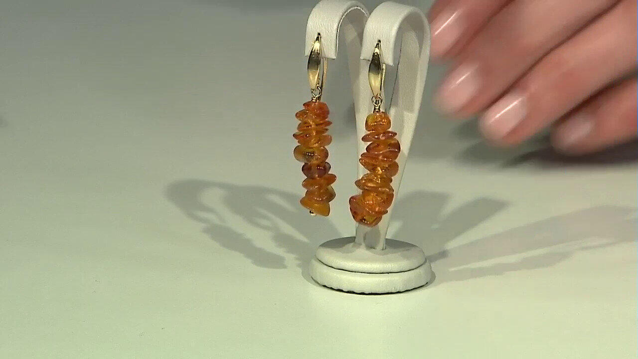 Video Cognac Baltic Amber Silver Earrings