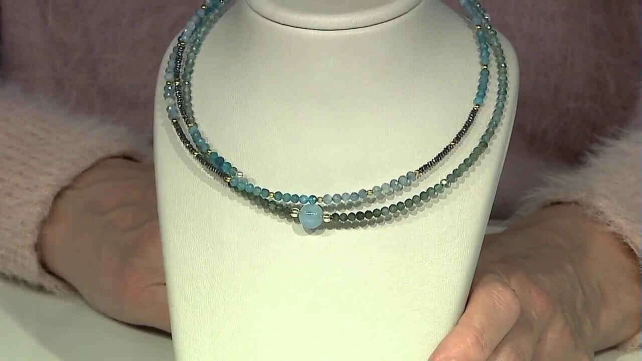 Video Brazilian Aquamarine Steel Choker (Riya)