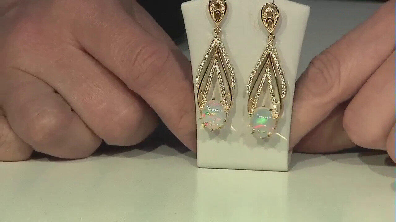 Video Welo Opal Silver Earrings (Adela Silber)