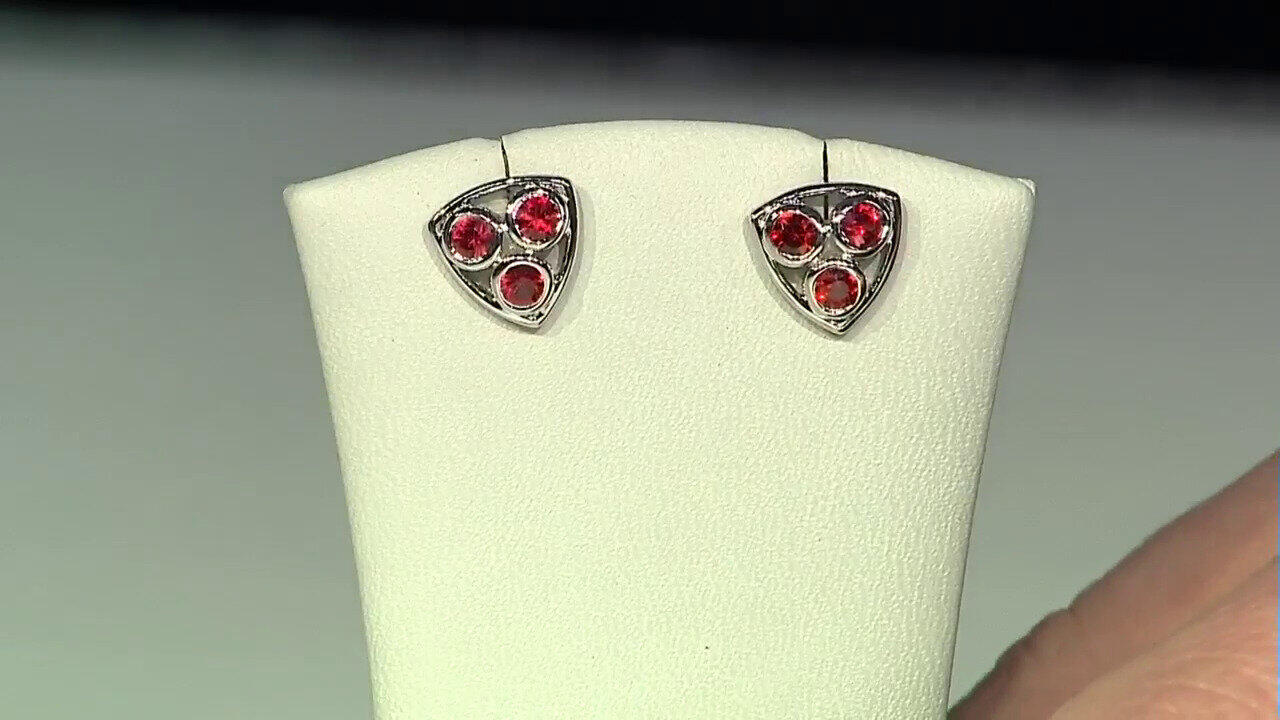 Video Tanzanian Ruby Silver Earrings (Adela Silber)