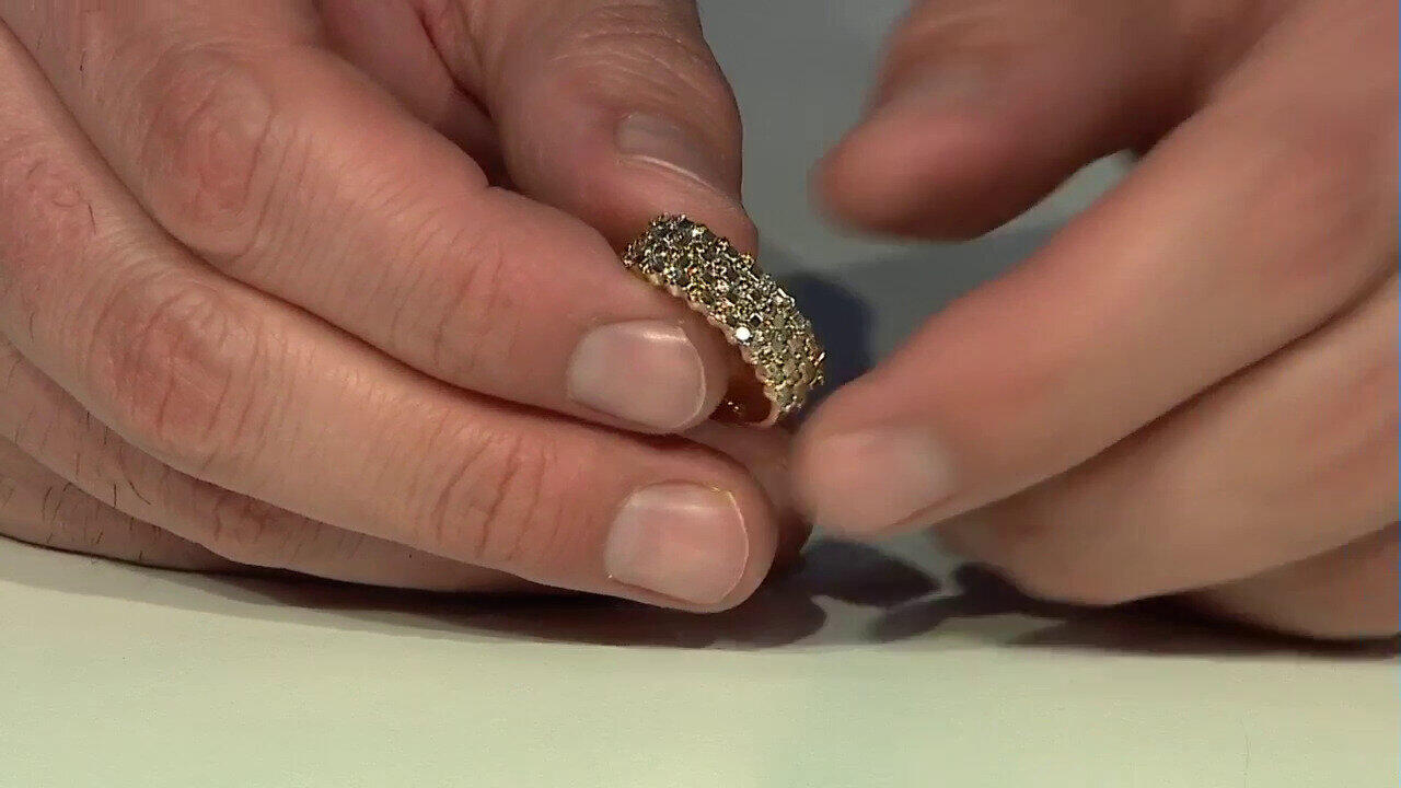 Video 9K I2 Champagne Diamond Gold Ring (de Melo)