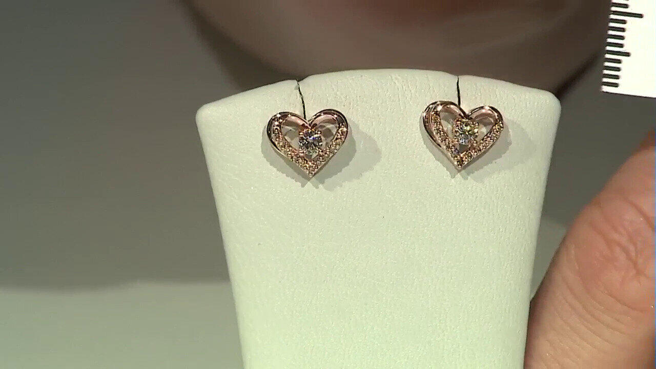 Video 9K SI1 Argyle Rose De France Diamond Gold Earrings (Annette)