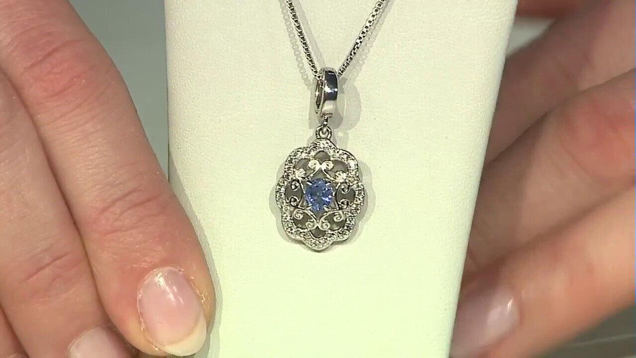 Video Colgante en plata con Zafiro azul Ceylon sin calentar