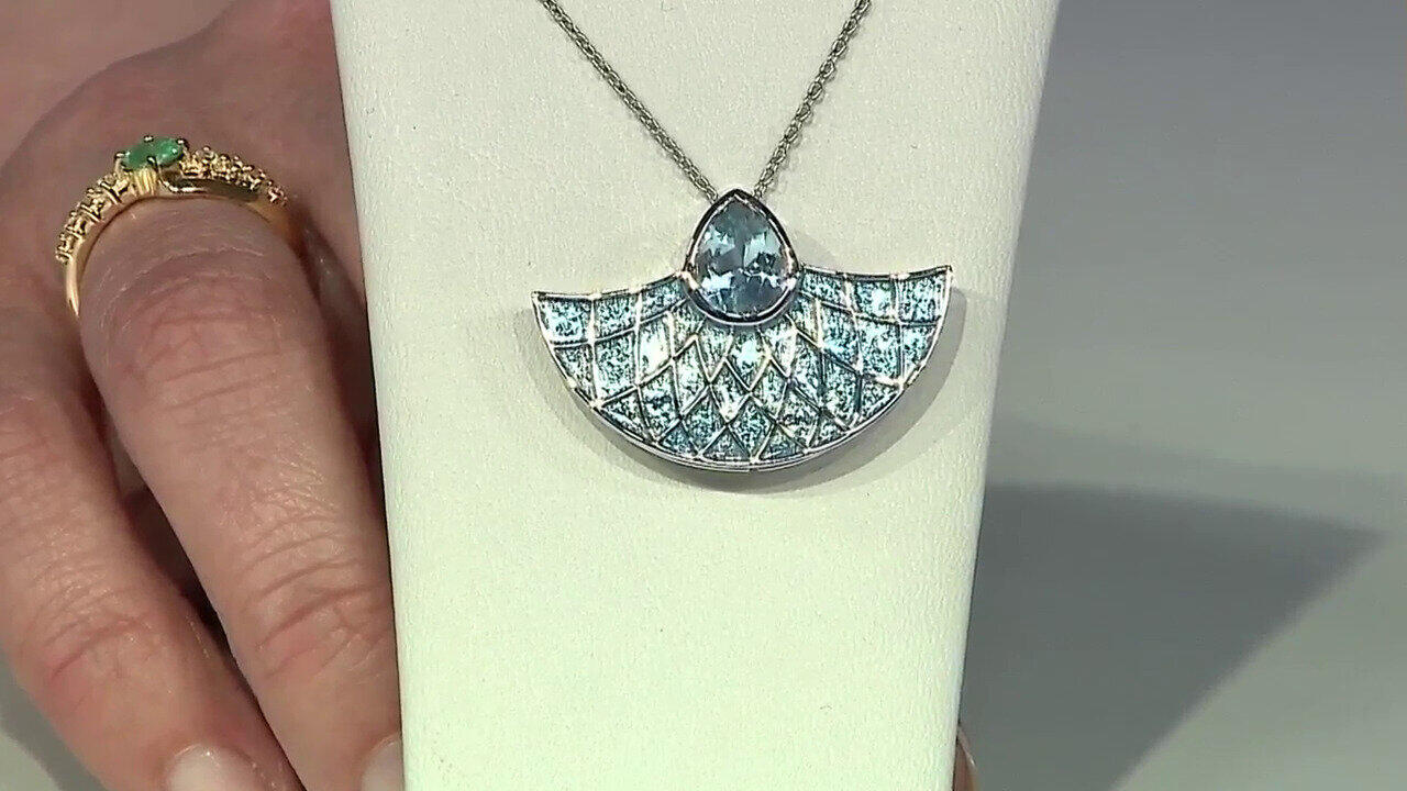 Video Sky Blue Topaz Silver Necklace (Adela Silber)