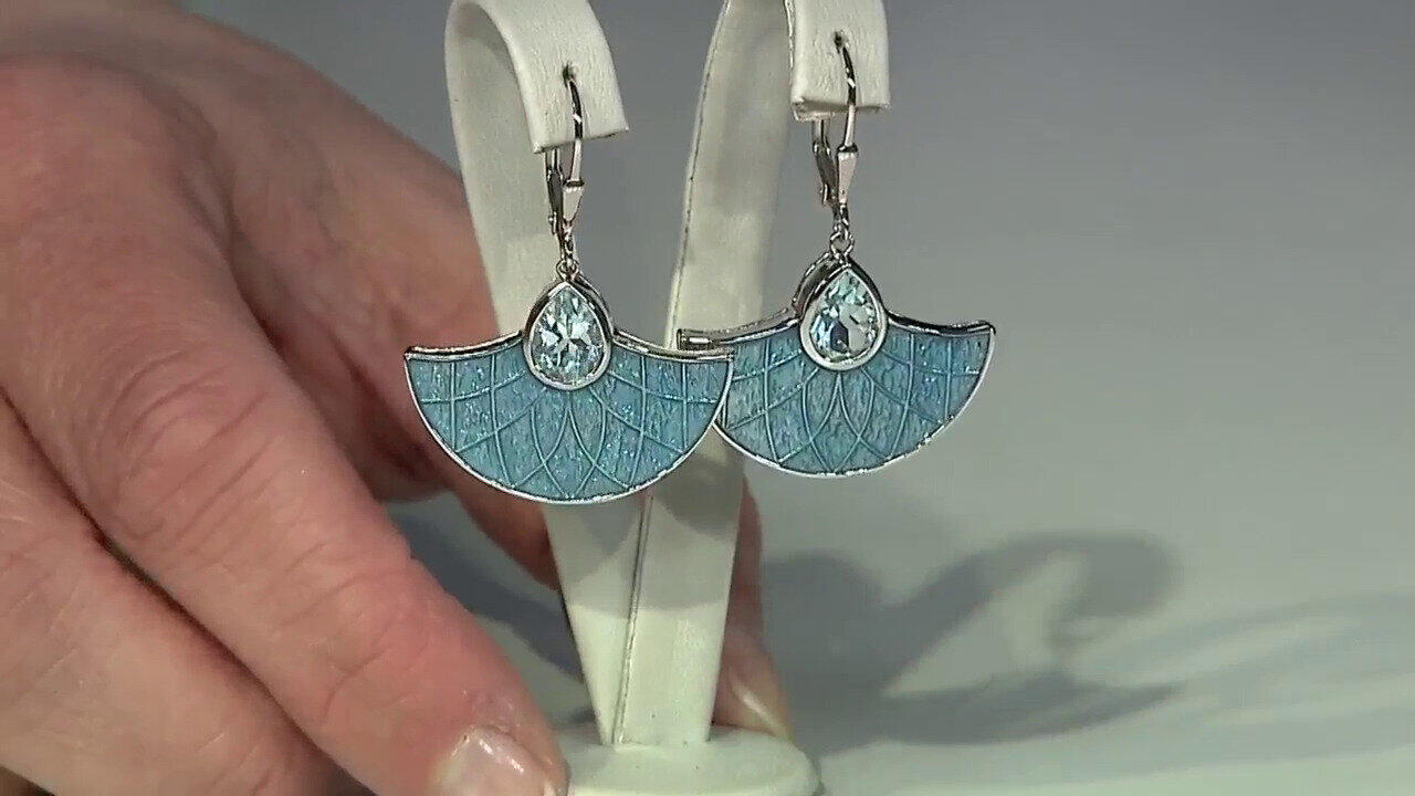 Video Boucles d'oreilles en argent et Topaze bleu ciel (Adela Silber)