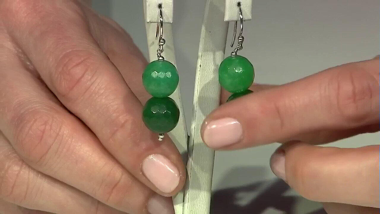 Video Green Agate Silver Earrings