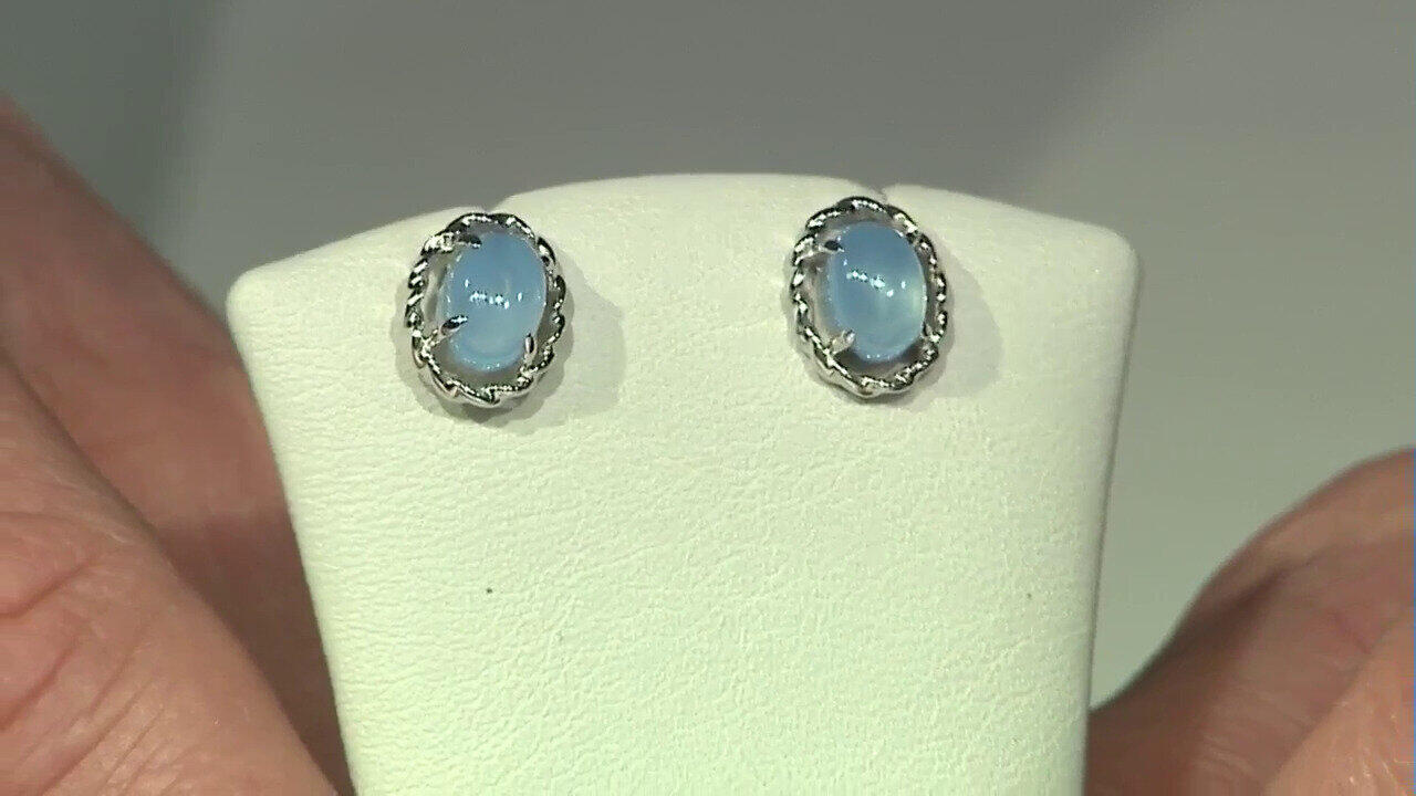 Video Boucles d'oreilles en argent et Calcédoine bleue