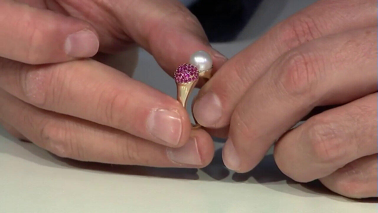 Video Anillo en oro con Perla blanca del mar del sur (Michelle Albala)