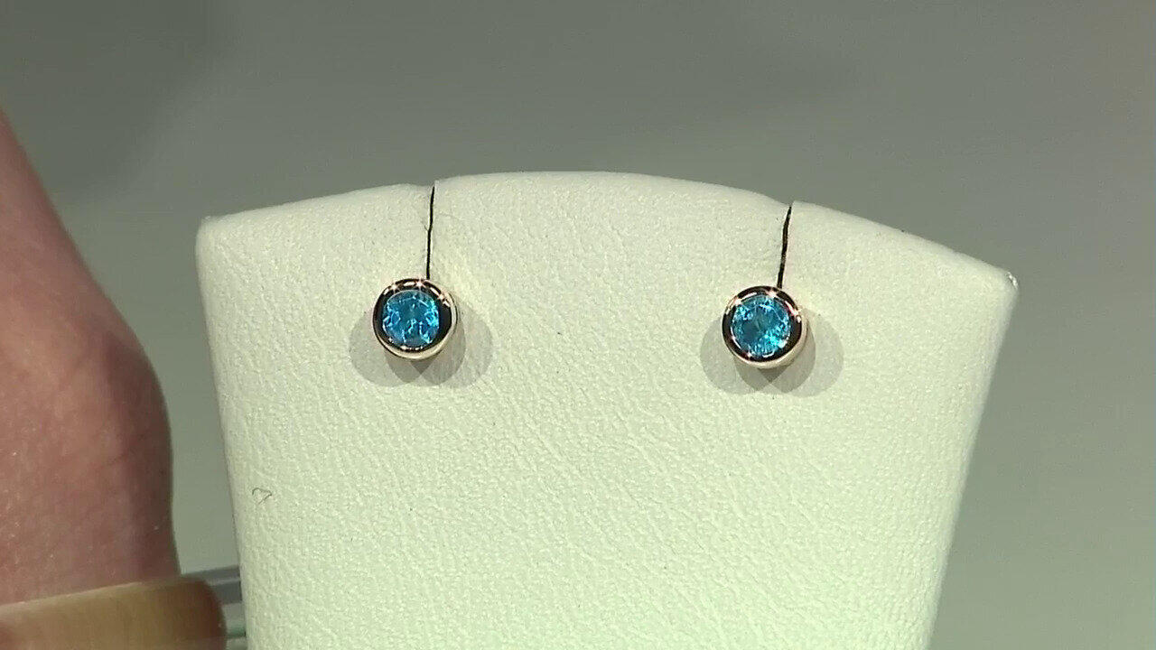 Video Boucles d'oreilles en or et Apatite bleu néon