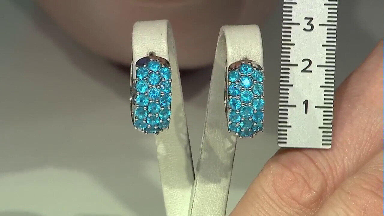 Video Neonblauer Apatit-Silberohrringe