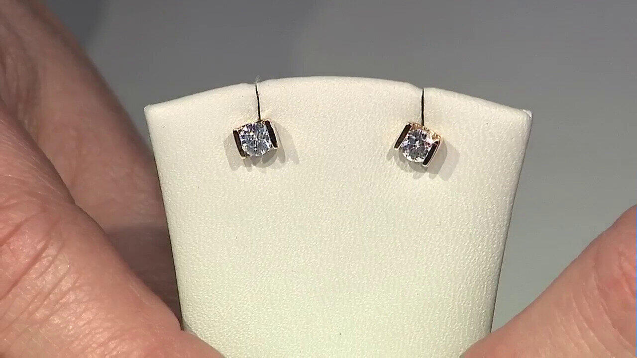 Video Boucles d'oreilles en or et Saphir blanc