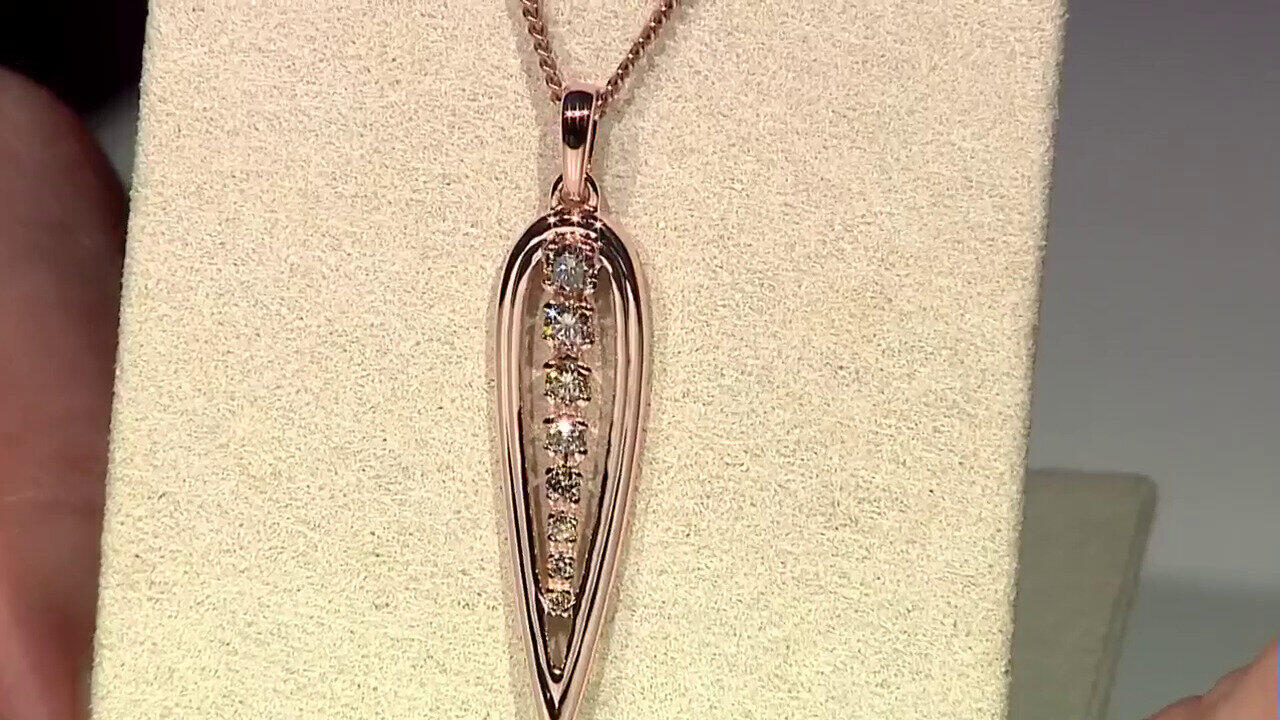 Video 9K SI1 Argyle Rose De France Diamond Gold Pendant (Annette)
