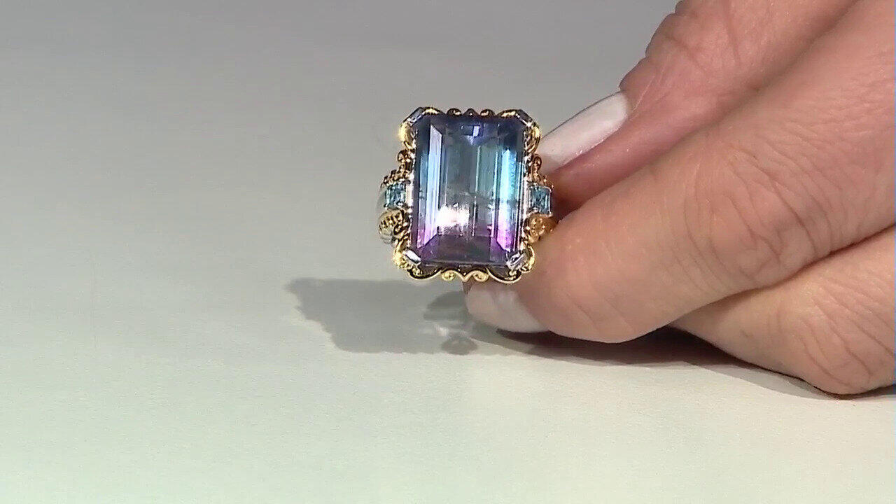 Video Bi Colour Fluorite Silver Ring (Gems en Vogue)