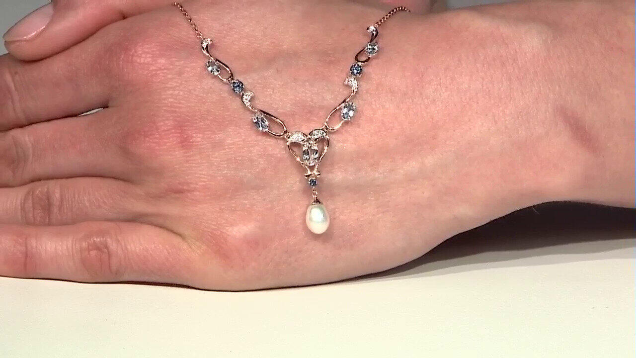 Video Collana in argento con Perla d'Acqua Dolce Bianca