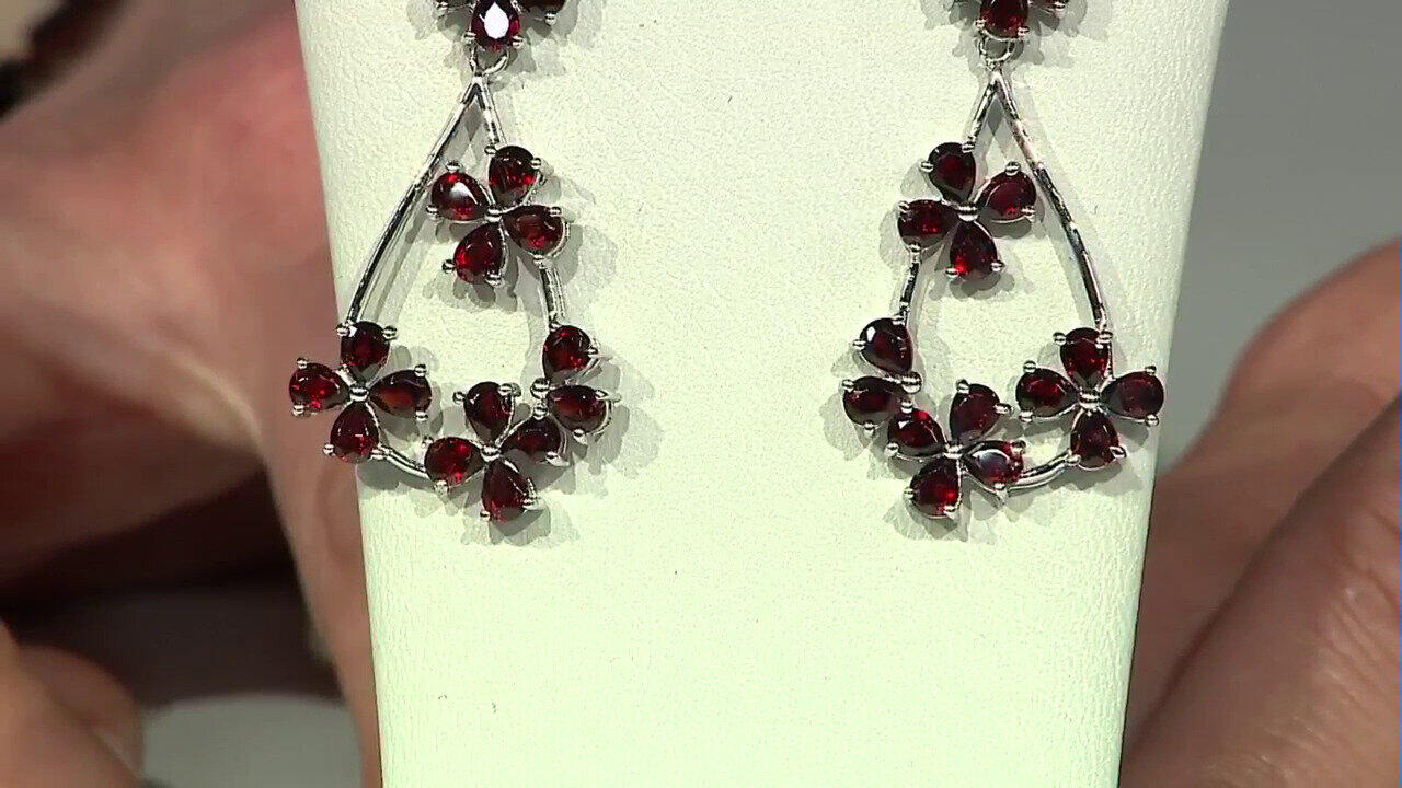 Video Mozambique Garnet Silver Earrings