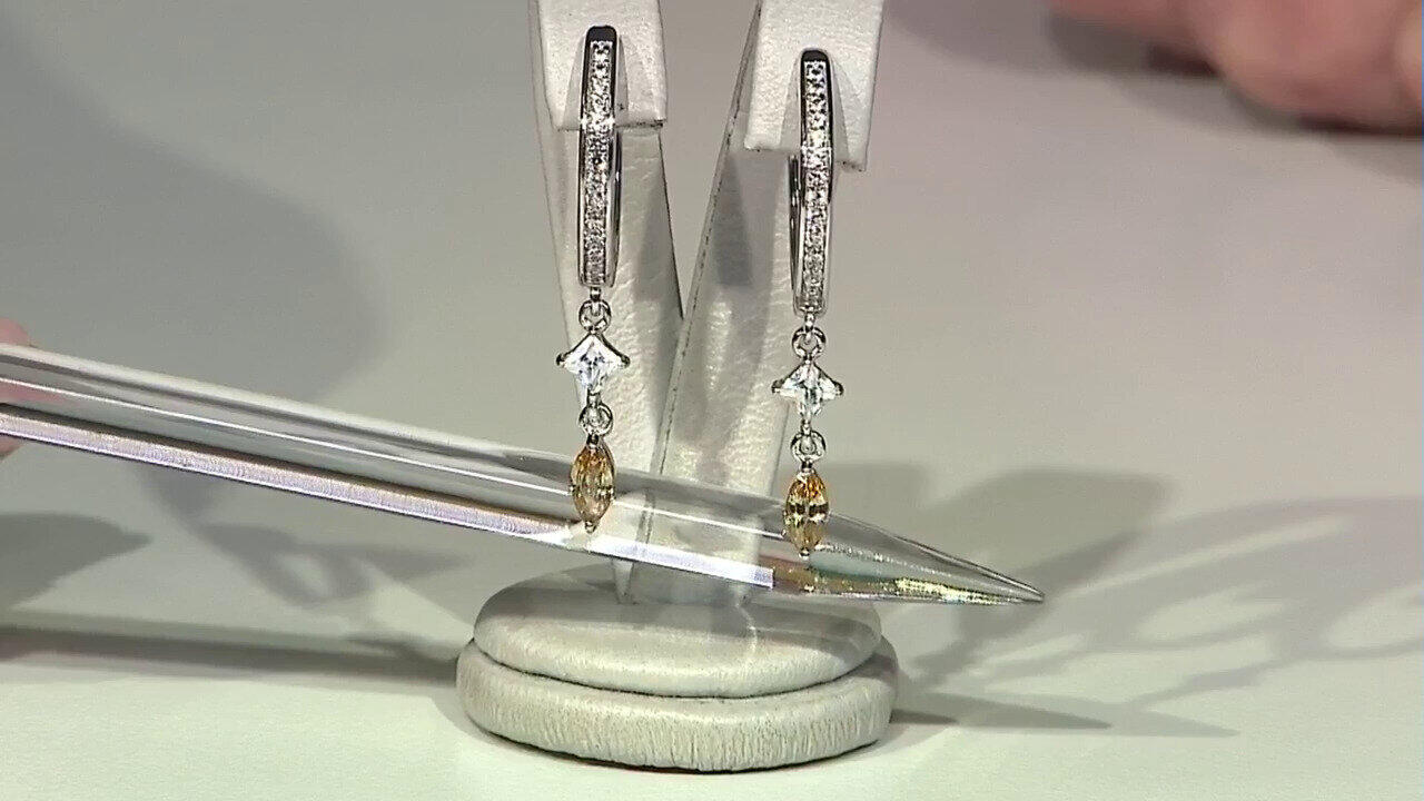 Video Yellow Zircon Silver Earrings