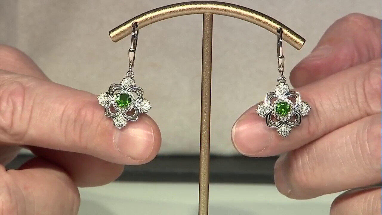 Video Boucles d'oreilles en argent et Diopside de Russie
